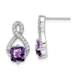 14k White Gold Amethyst and Diamond Earrings - 4
