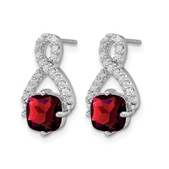 14k White Gold Garnet and Diamond Earrings