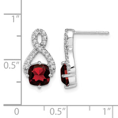 14k White Gold Garnet and Diamond Earrings