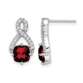 14k White Gold Garnet and Diamond Earrings