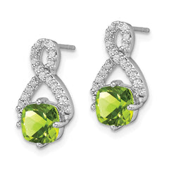 14k White Gold Peridot and Diamond Earrings - 3