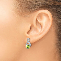 14k White Gold Peridot and Diamond Earrings - 3