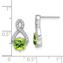 14k White Gold Peridot and Diamond Earrings - 3