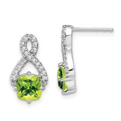 14k White Gold Peridot and Diamond Earrings - 3