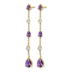 14k Amethyst and White Topaz Dangle Earrings