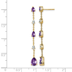 14k Amethyst and White Topaz Dangle Earrings