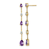 14k Amethyst and White Topaz Dangle Earrings