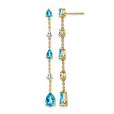 14k Blue Topaz and White Topaz Dangle Earrings
