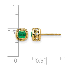 14k Emerald and Diamond Earrings - 4
