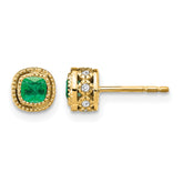 14k Emerald and Diamond Earrings - 4