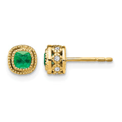 14k Emerald and Diamond Earrings - 4