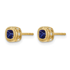 14k Cushion Sapphire and Diamond Earrings
