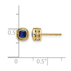 14k Cushion Sapphire and Diamond Earrings