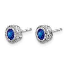 14k White Gold Sapphire and Diamond Earrings - 4