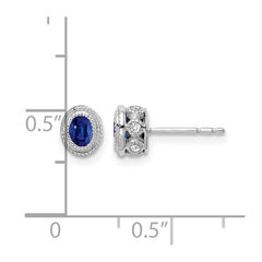 14k White Gold Sapphire and Diamond Earrings - 4