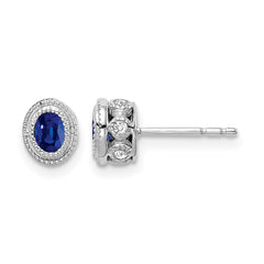 14k White Gold Sapphire and Diamond Earrings - 4