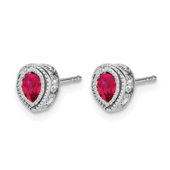 14k White Gold Ruby and Diamond Earrings