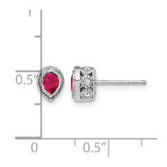 14k White Gold Ruby and Diamond Earrings