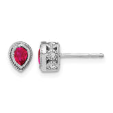 14k White Gold Ruby and Diamond Earrings