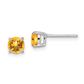 14k White Gold Round Citrine Earrings