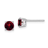 14k White Gold Round Garnet Earrings - 2