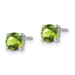 14k White Gold Round Peridot Earrings - 2