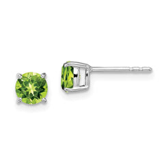 14k White Gold Round Peridot Earrings - 2
