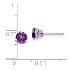 14k White Gold Round Amethyst Earrings - 2