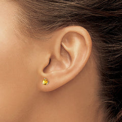 14k White Gold Round Citrine Earrings - 2