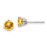 14k White Gold Round Citrine Earrings - 2