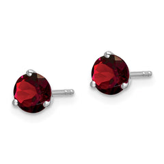 14k White Gold Round Garnet Earrings