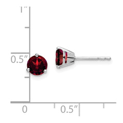 14k White Gold Round Garnet Earrings