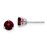14k White Gold Round Garnet Earrings