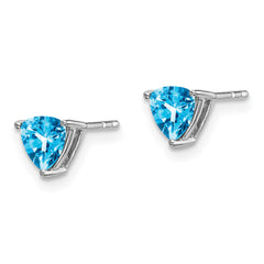 14k White Gold Trillion Blue Topaz Earrings