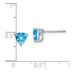 14k White Gold Trillion Blue Topaz Earrings