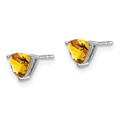 14k White Gold Trillion Citrine Earrings