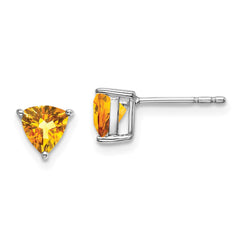 14k White Gold Trillion Citrine Earrings
