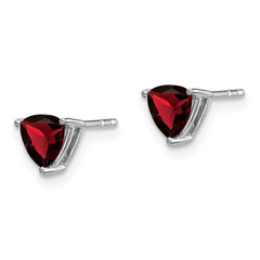 14k White Gold Trillion Garnet Earrings