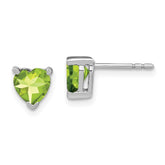 14k White Gold Heart Peridot Earrings
