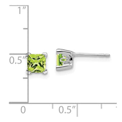 14k White Gold Square Peridot Earrings