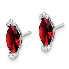 14k White Gold Marquise Garnet and Diamond Earrings