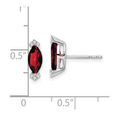 14k White Gold Marquise Garnet and Diamond Earrings