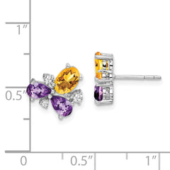 14k White Gold Amethyst/Citrine/Diamond Earrings