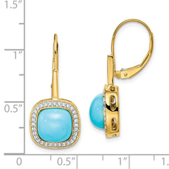 14k Turquoise and Diamond Leverback Earrings