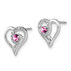 14k White Gold Pink Sapphire and Diamond Heart Earrings