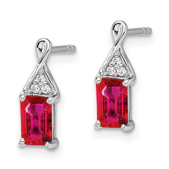 14k White Gold Ruby and Diamond Earrings - 2