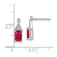14k White Gold Ruby and Diamond Earrings - 2