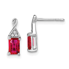 14k White Gold Ruby and Diamond Earrings - 2