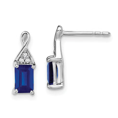 14k White Gold Sapphire and Diamond Earrings - 3
