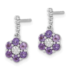 14k White Gold Amethyst and Diamond Earrings - 3